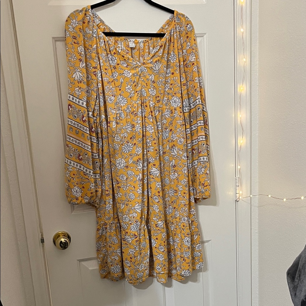 Old Navy Yellow Floral Long Sleeve Dress